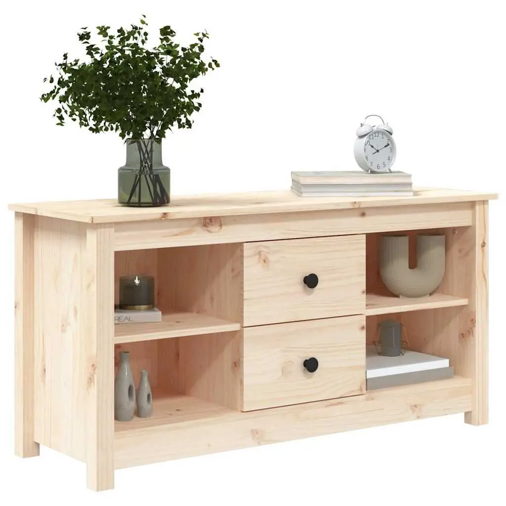 TV Cabinet Living Room 103x36.5x52 cm Solid Pine Wood Brown Furniture Storage Unit Drawers