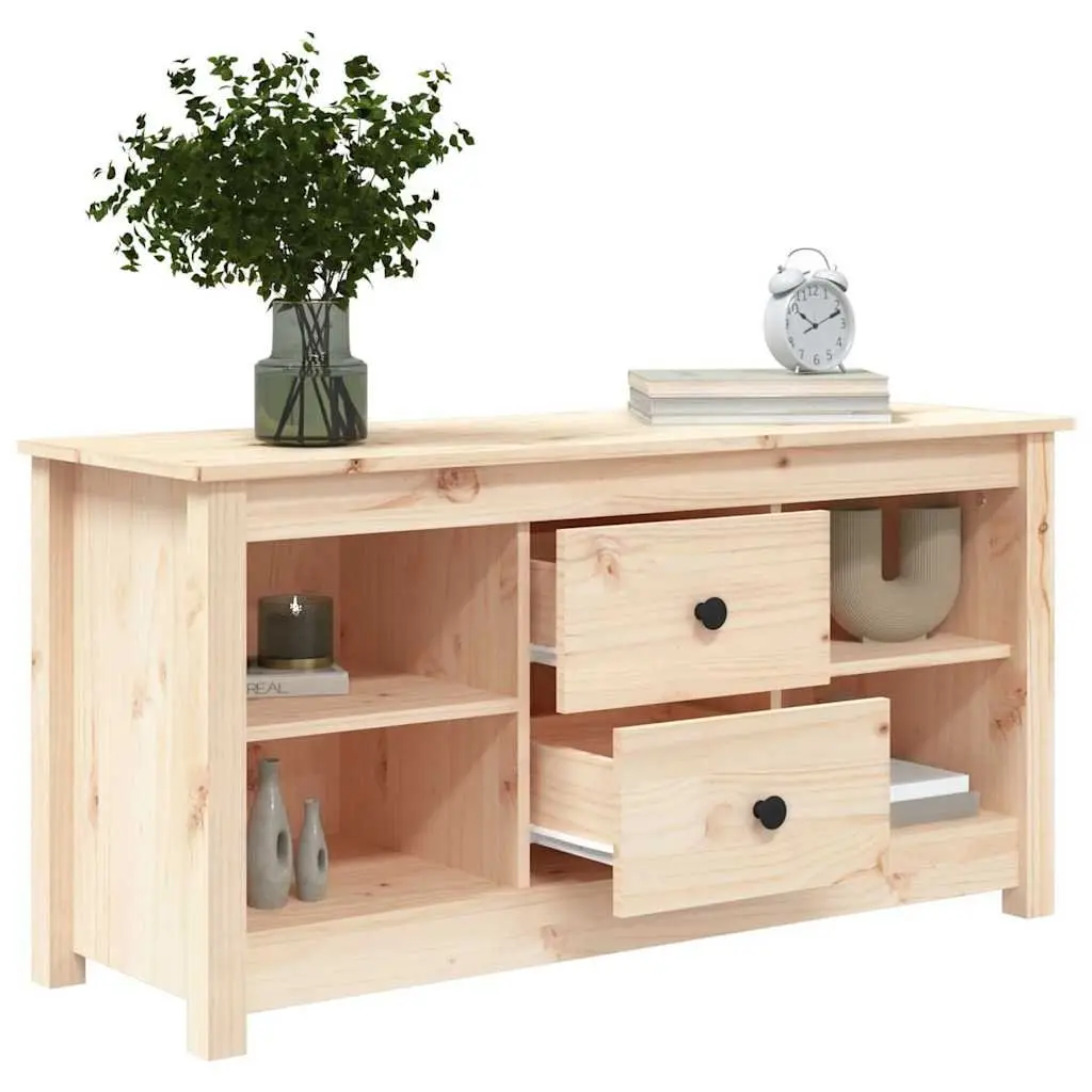 TV Cabinet Living Room 103x36.5x52 cm Solid Pine Wood Brown Furniture Storage Unit Drawers