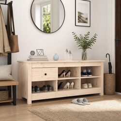 Brown Shoe Cabinet - 110 x 38 x 45.5 cm, Solid Pine Wood