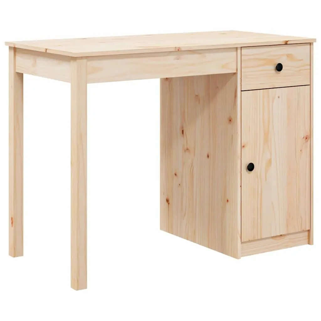 Solid Wood Pine Desk Office Study Writing Table 100x50x75cm Brown