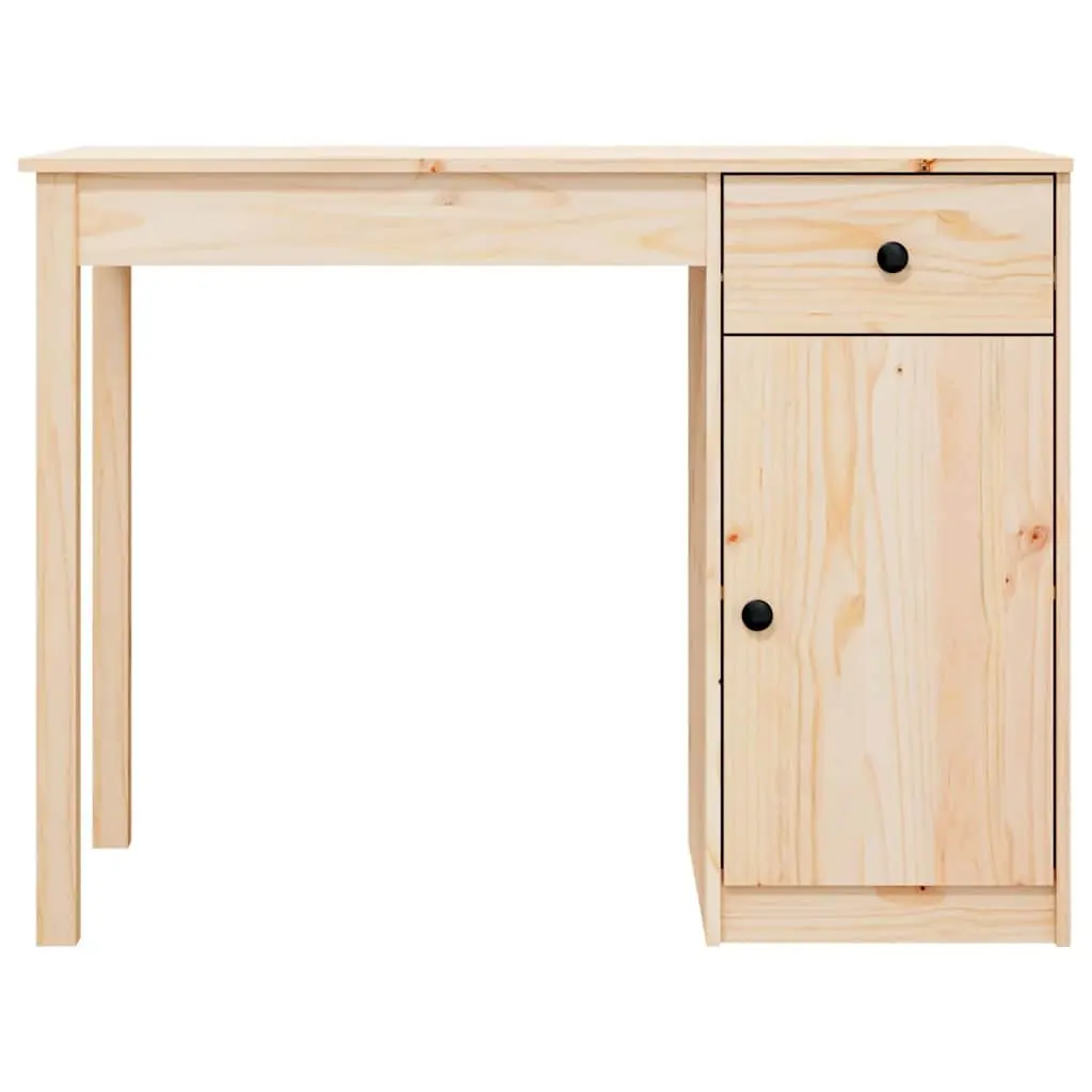 Solid Wood Pine Desk Office Study Writing Table 100x50x75cm Brown