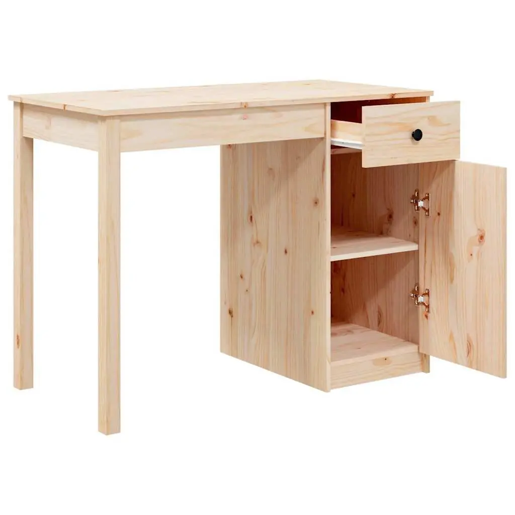 Solid Wood Pine Desk Office Study Writing Table 100x50x75cm Brown