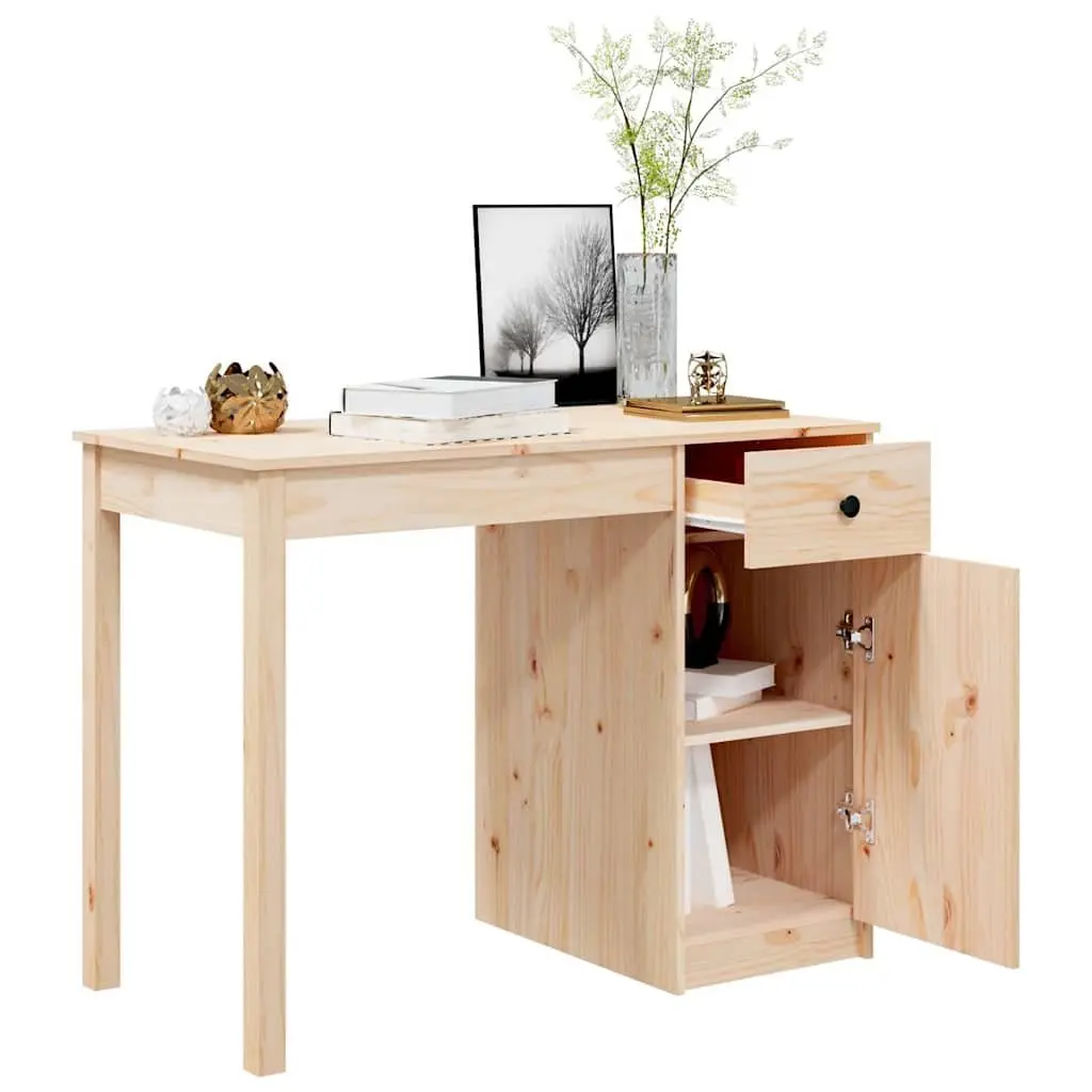 Solid Wood Pine Desk Office Study Writing Table 100x50x75cm Brown