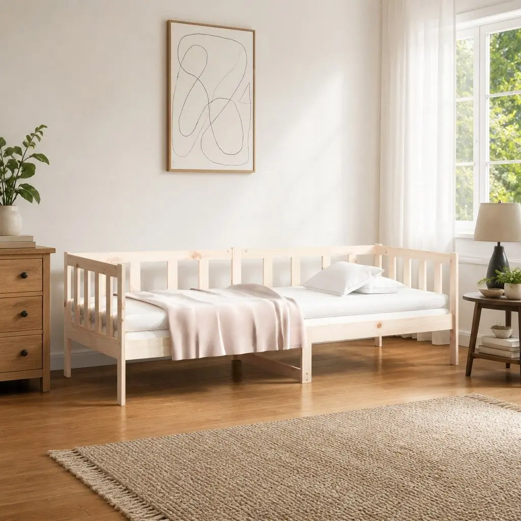 Day Bed Wooden Frame for Guest Bedroom 90x190 cm Pine Wood