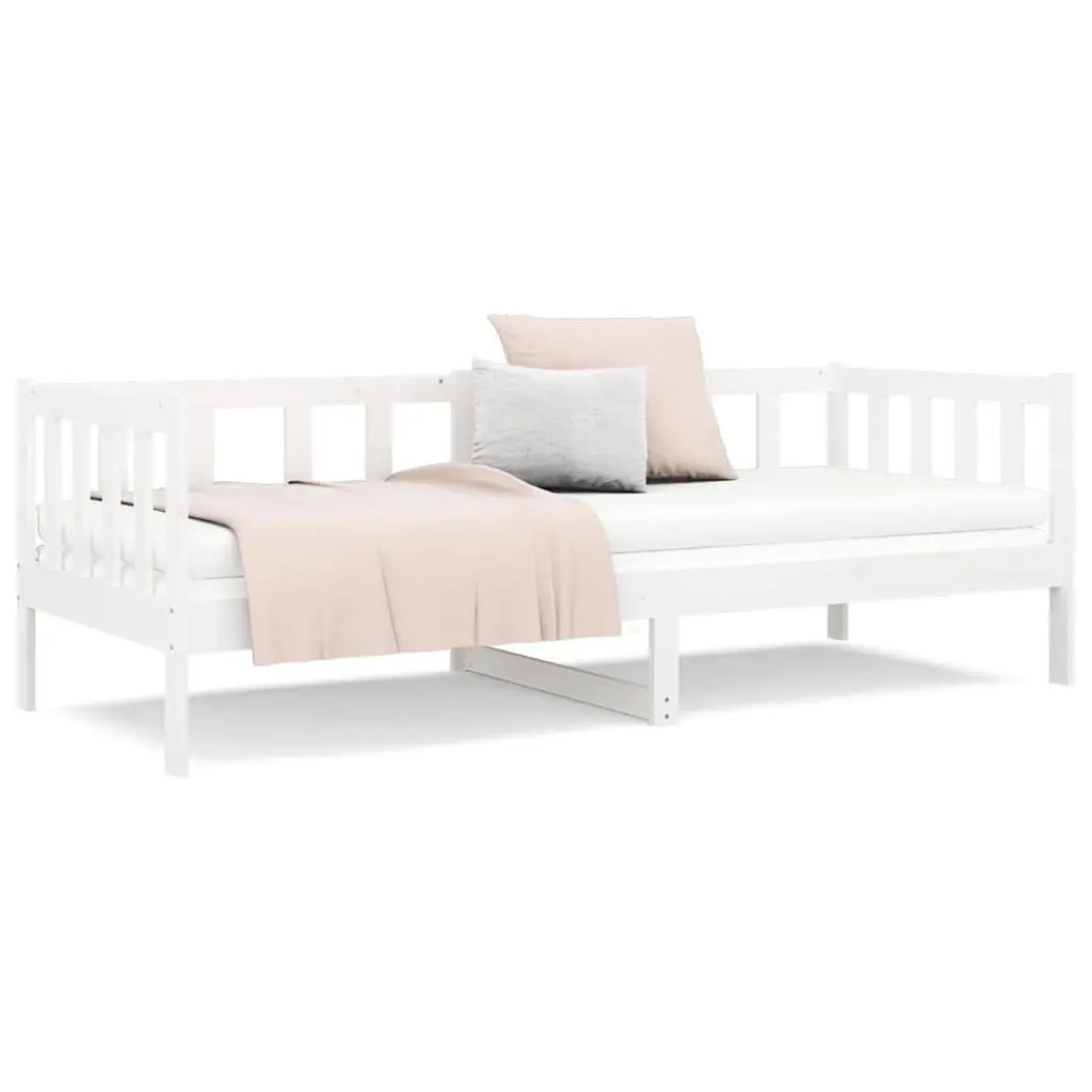 White 90x190 cm Day Bed with Solid Pine Frame
