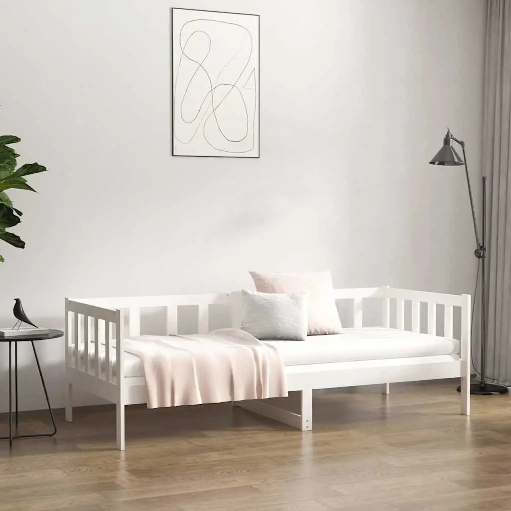 White 90x190 cm Day Bed with Solid Pine Frame