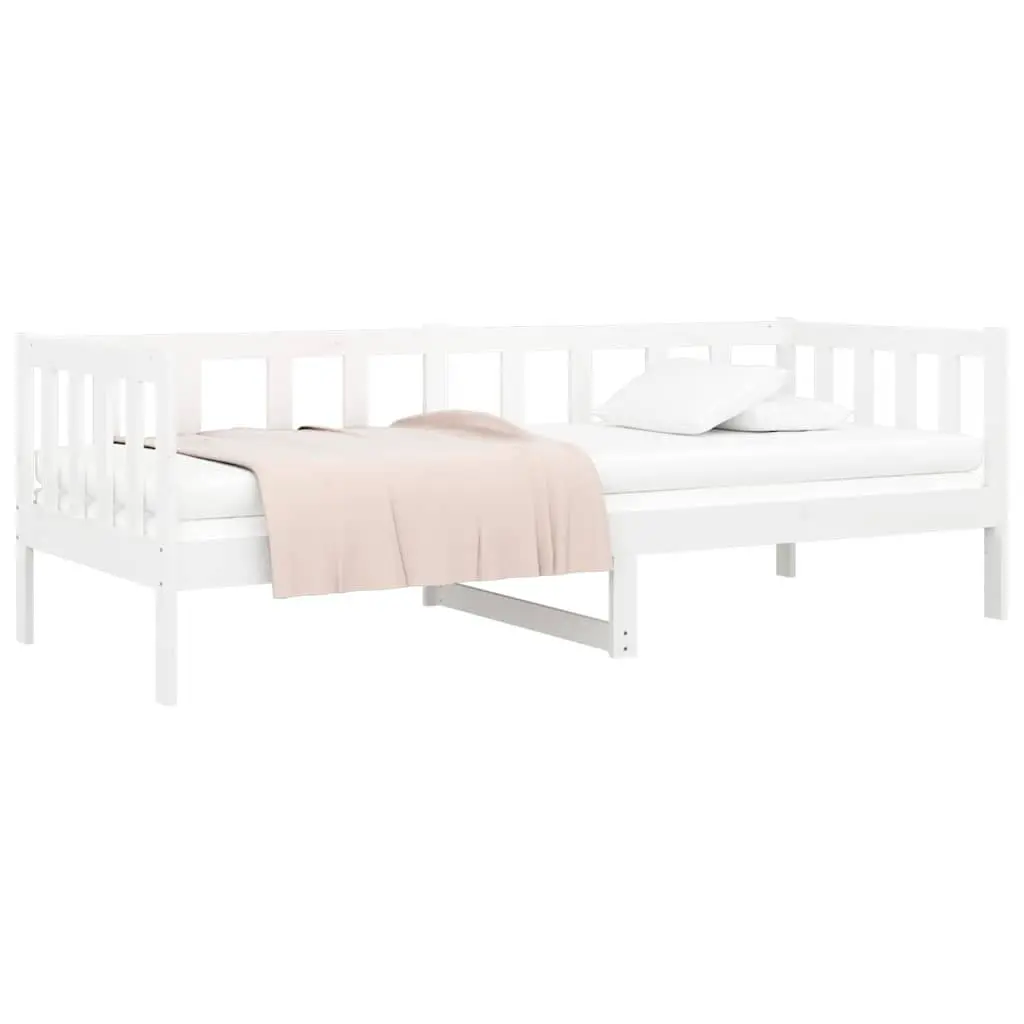 White 90x190 cm Day Bed with Solid Pine Frame