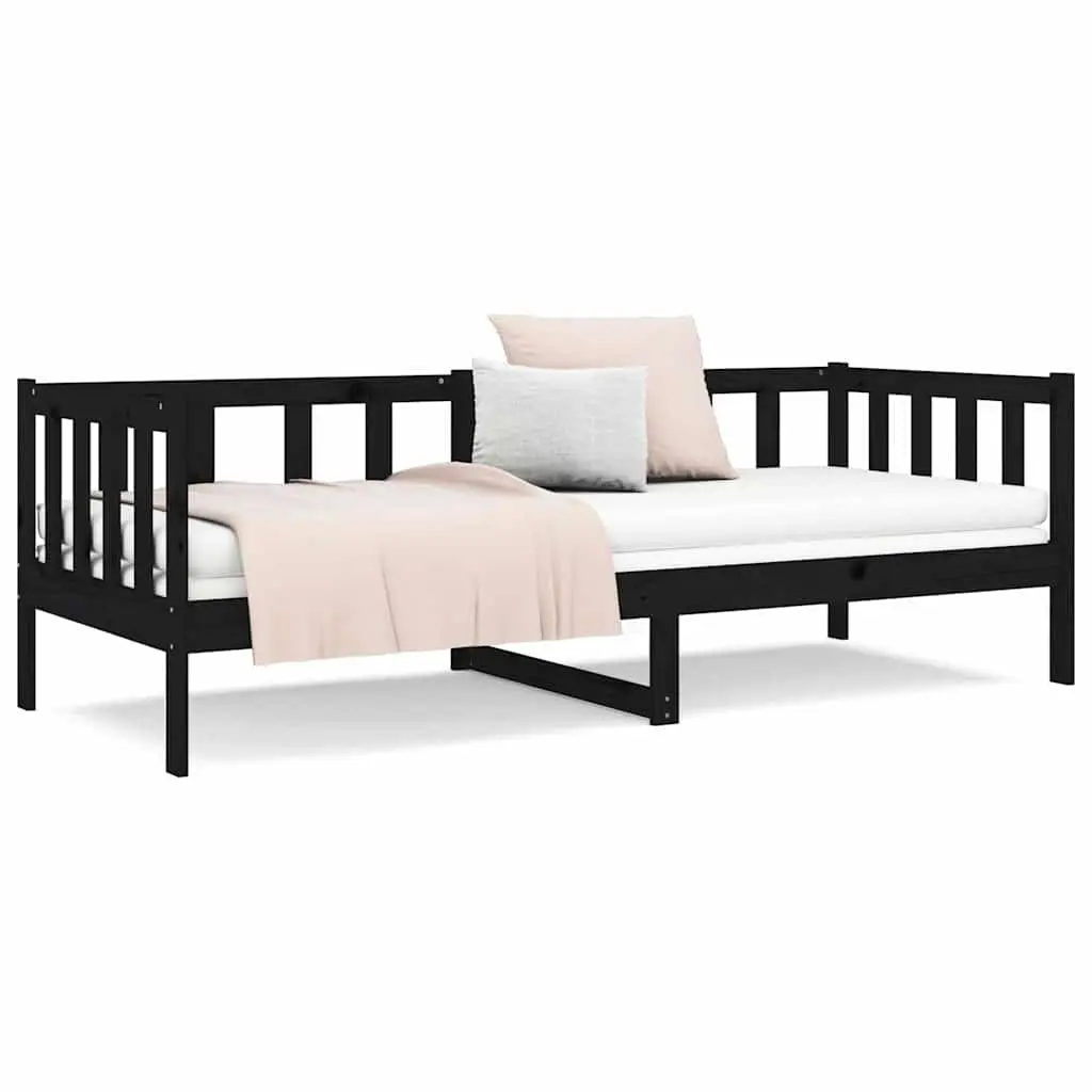 Day Bed Solid Pine Wood Frame Black 90x190cm Wooden Sofa Bed Slatted Base