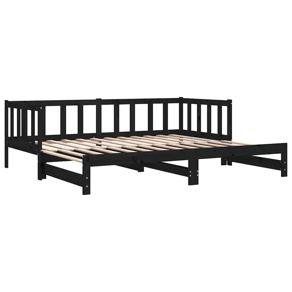 Wooden Day Bed Frame 2x(90x190) cm in Black