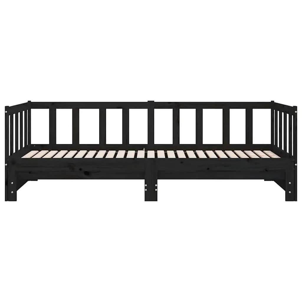 Wooden Day Bed Frame 2x(90x190) cm in Black