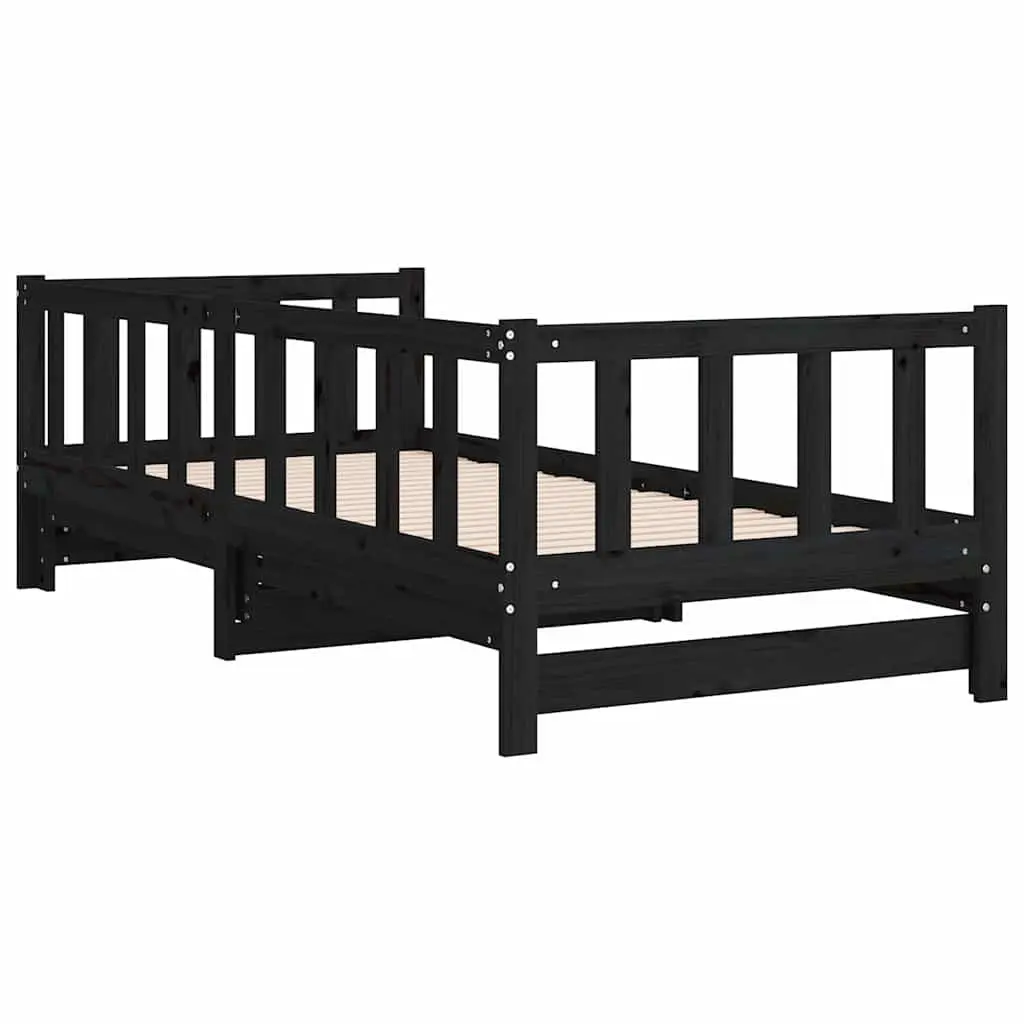 Wooden Day Bed Frame 2x(90x190) cm in Black