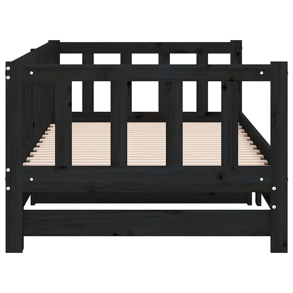 Wooden Day Bed Frame 2x(90x190) cm in Black