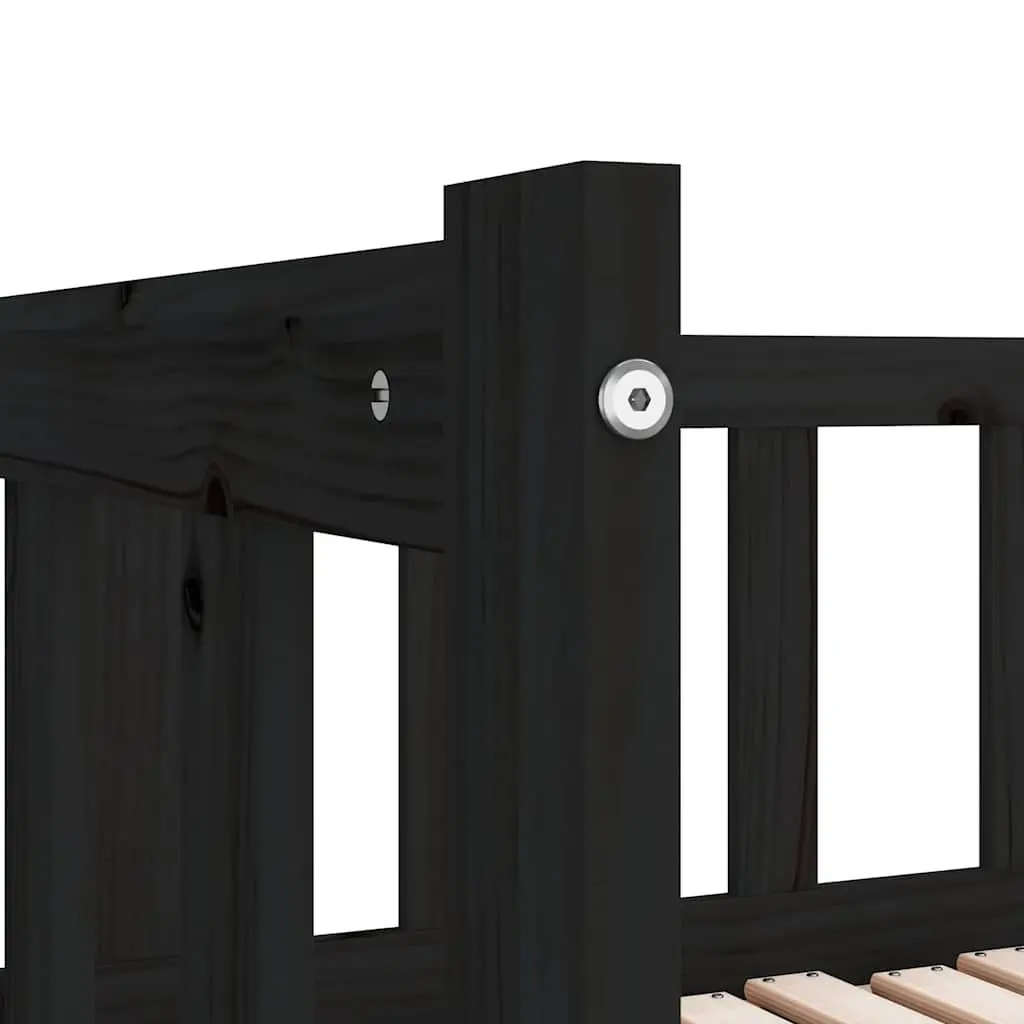 Wooden Day Bed Frame 2x(90x190) cm in Black