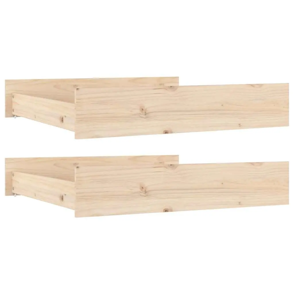 Under Bed Storage Drawers 2 pcs Solid Wood Pine Brown Bedroom Organiser