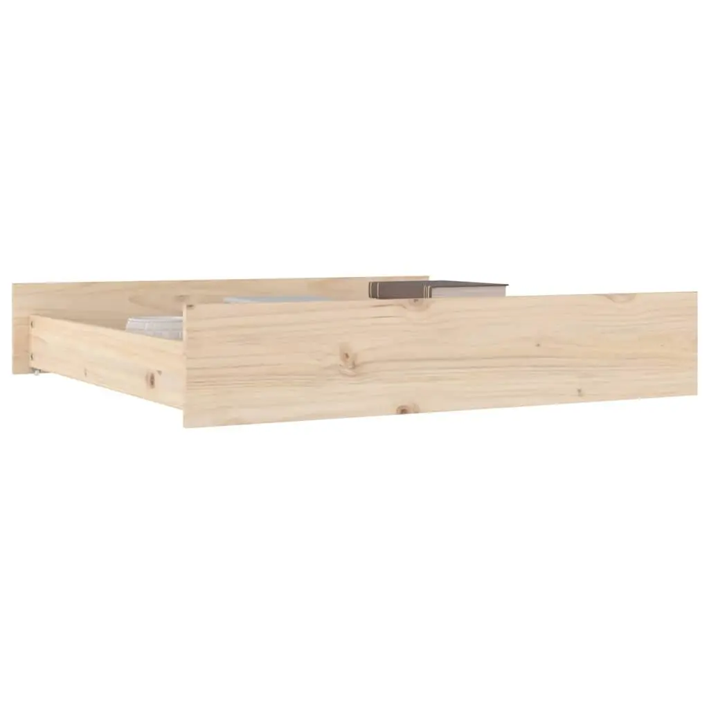 Under Bed Storage Drawers 2 pcs Solid Wood Pine Brown Bedroom Organiser