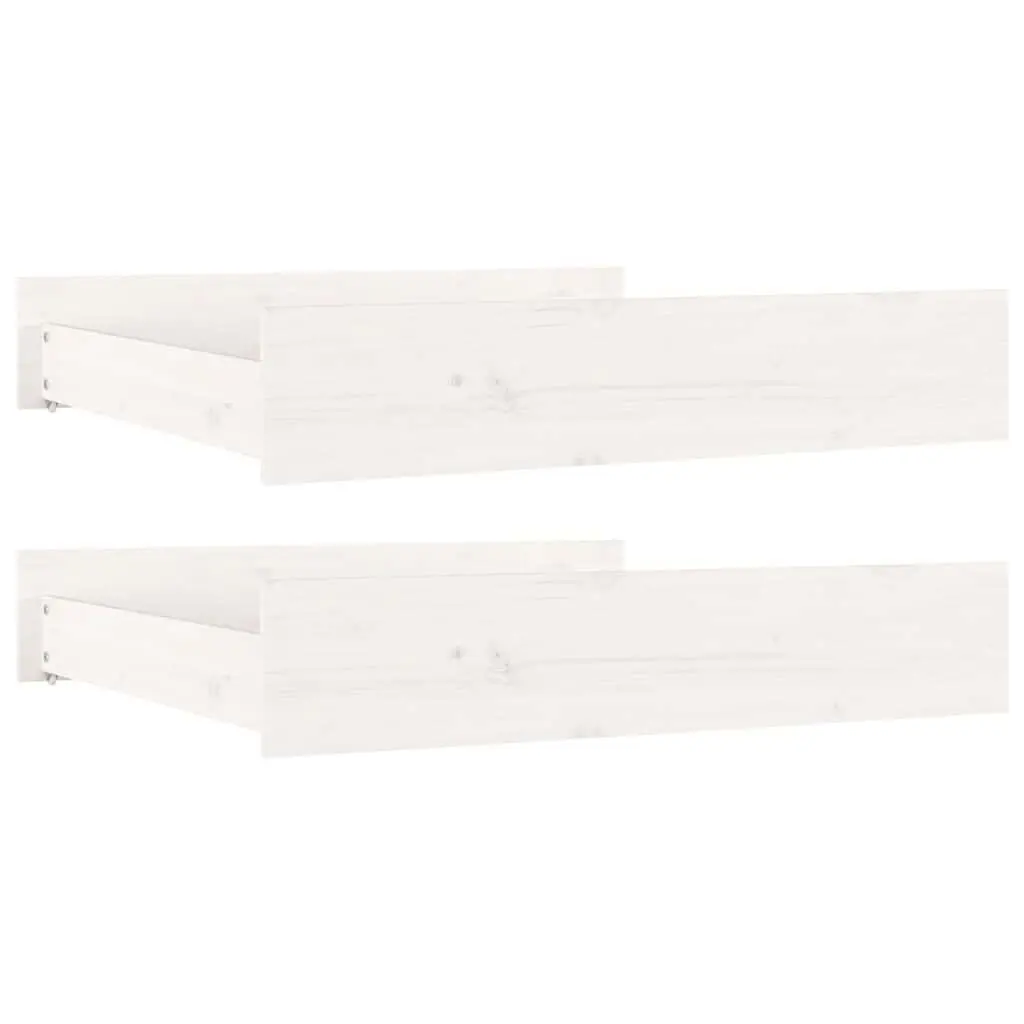 Under Bed Storage Drawers 2 pcs White Solid Pine Wood with Wheels