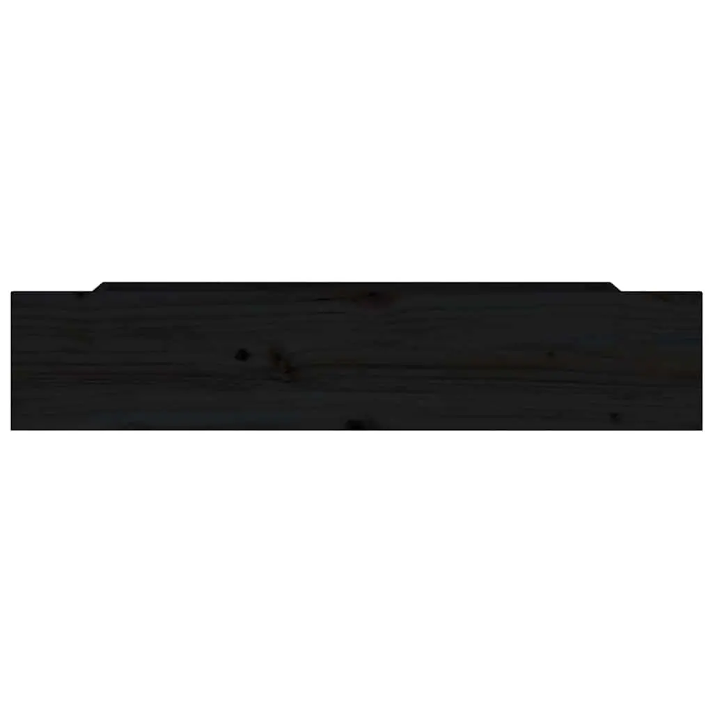 Under Bed Storage Drawers 4 pcs Black Solid Pine Wood Wheels Bedroom