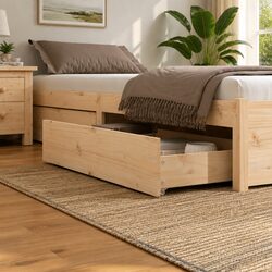 Under Bed Storage Drawers 4 pcs Solid Wood Pine Brown Bedroom Organiser