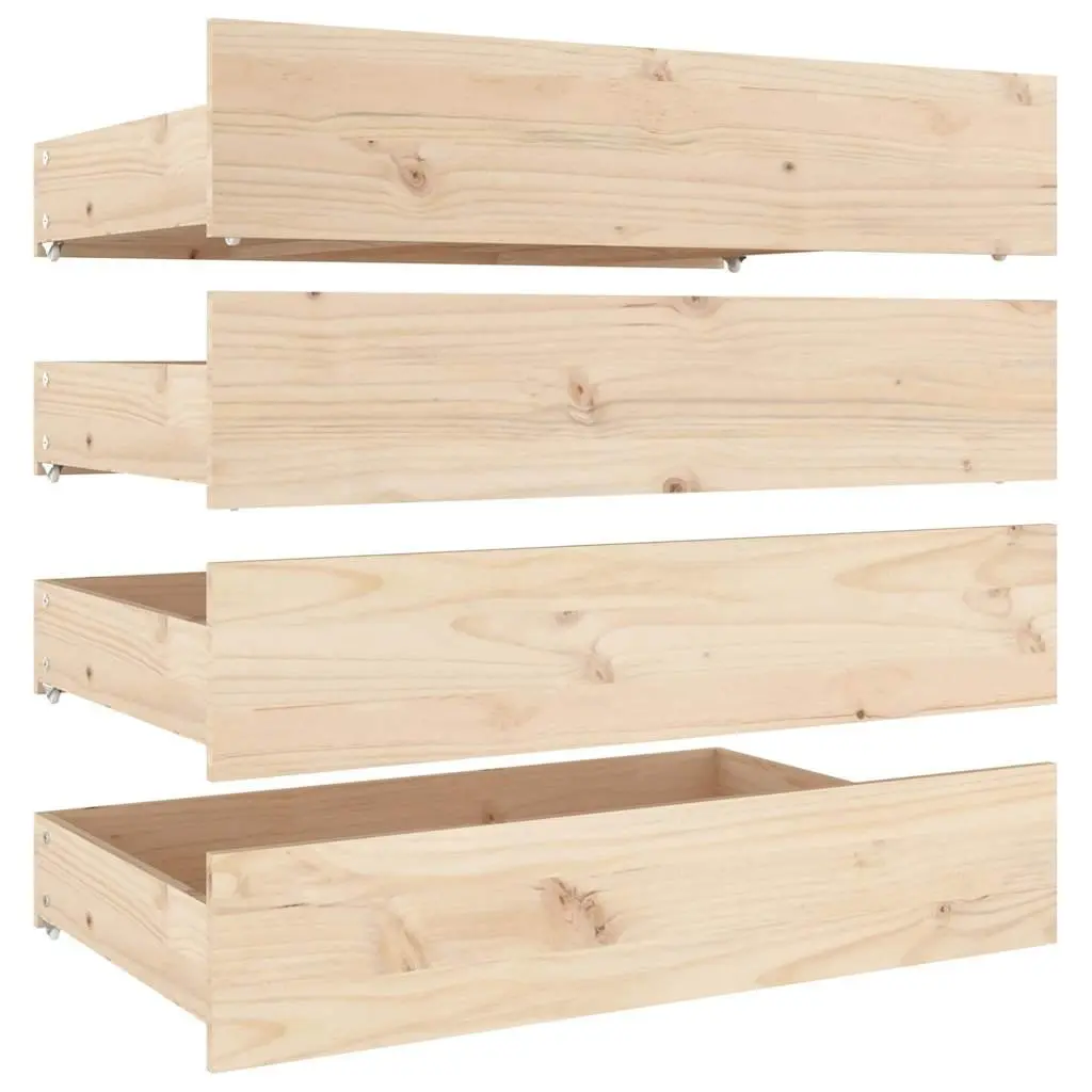 Under Bed Storage Drawers 4 pcs Made from Solid Pine Wood