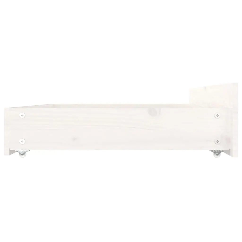 Under Bed Storage Drawers 4 Pieces White Solid Pine Wood