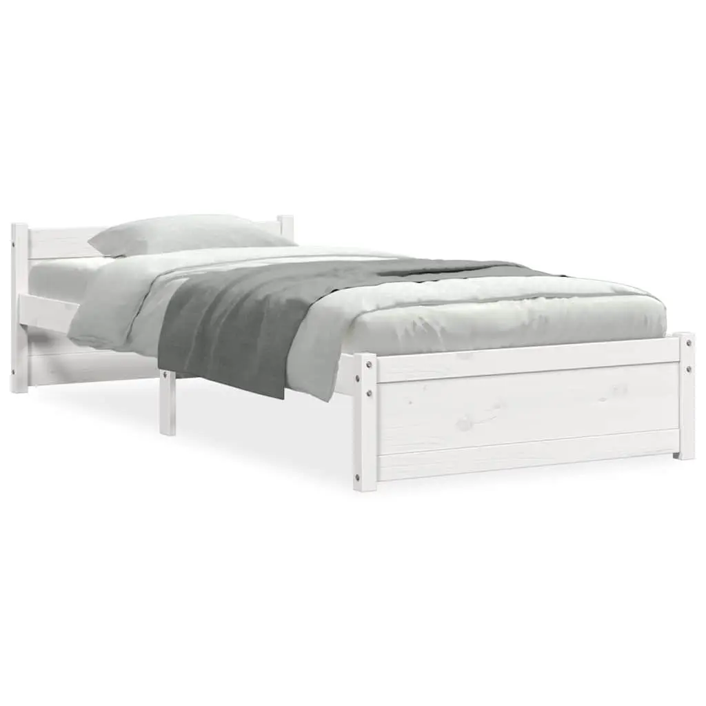 White Solid Wood Bed Frame Single 90x190cm
