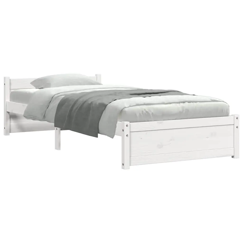 White Solid Wood Bed Frame Single 90x190cm