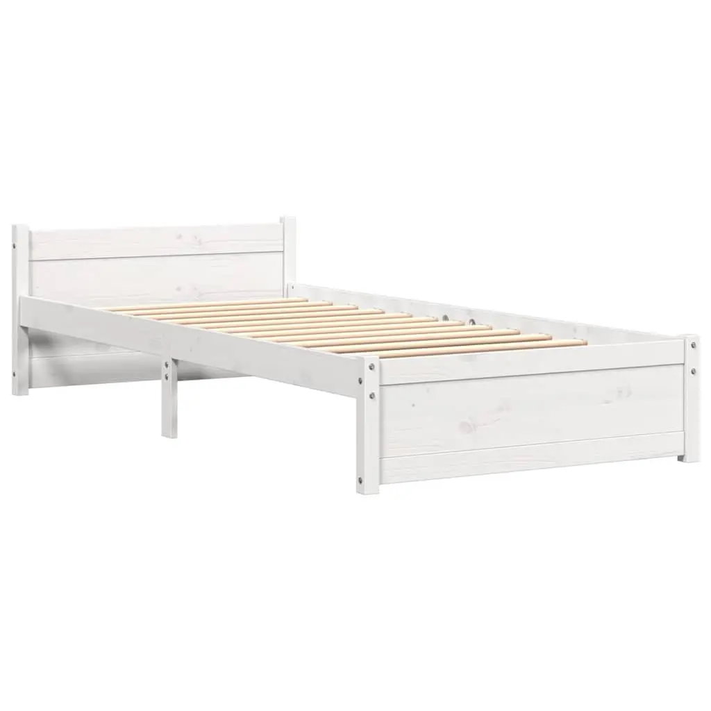 White Solid Wood Bed Frame Single 90x190cm