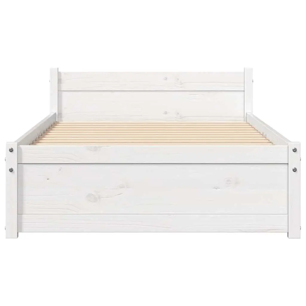 White Solid Wood Bed Frame Single 90x190cm