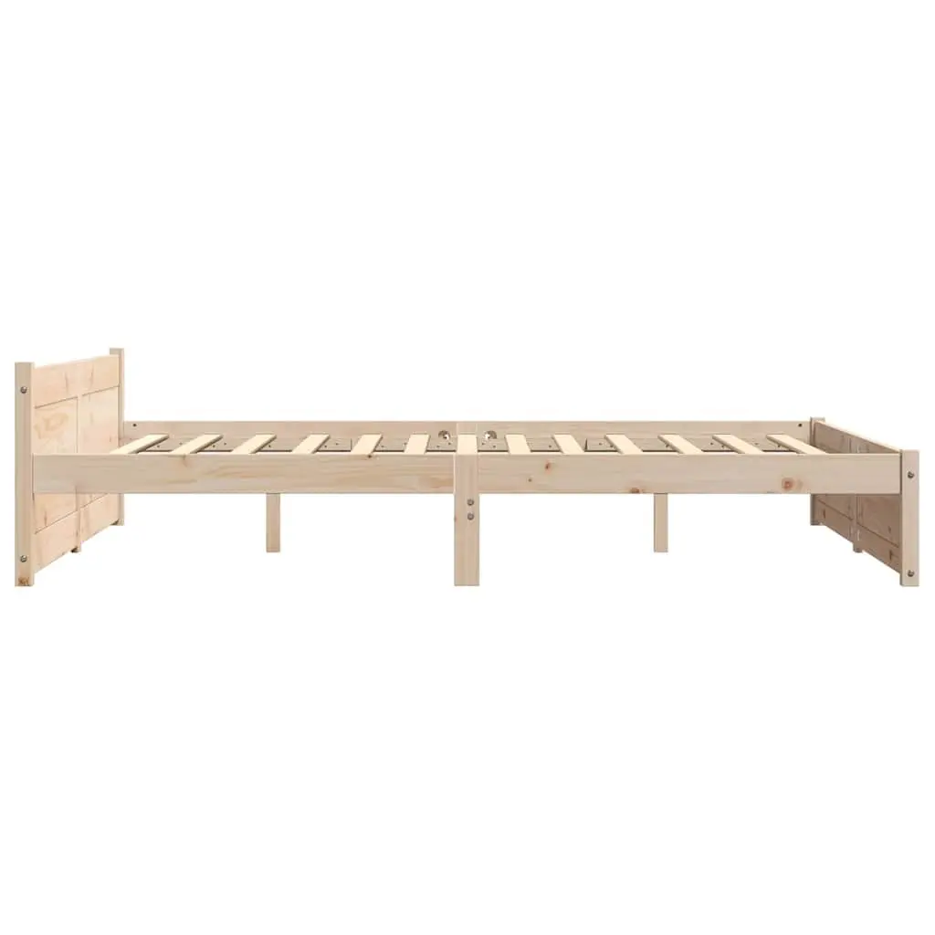 Solid Wood Bed Frame 135x190cm Brown Wooden Bedroom Furniture Slatted Base