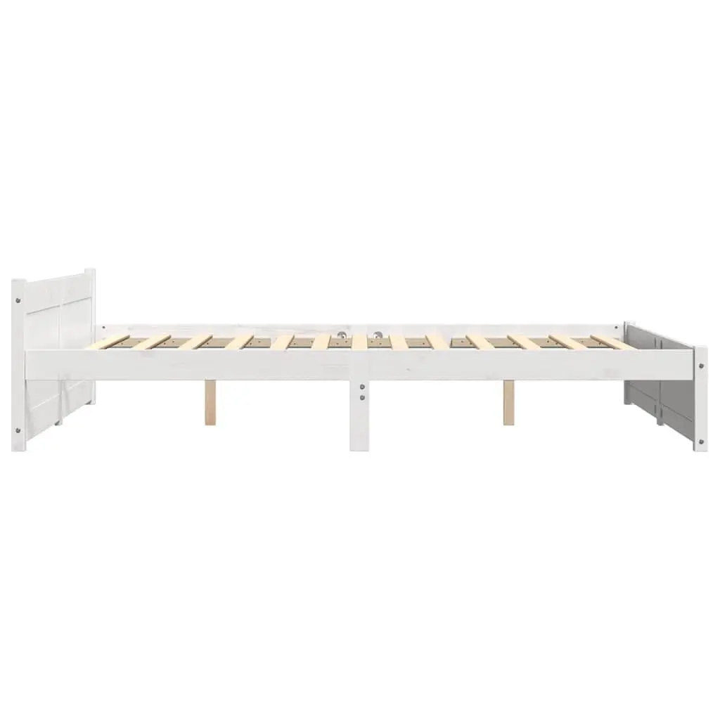 Wooden Bed Frame Bedroom 150x200 cm White Solid Pine Wood Slatted Base