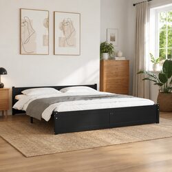 Specifications of Black King Bed Frame 183x203cm in Solid Wood