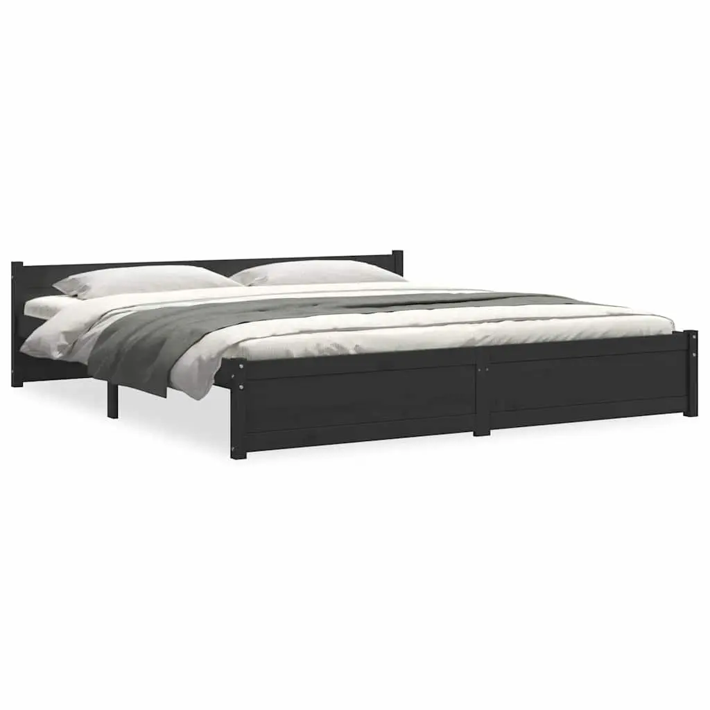 Black King Bed Frame 183x203cm in Solid Wood