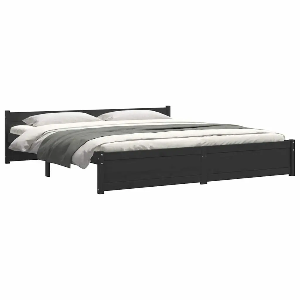 Black King Bed Frame 183x203cm in Solid Wood