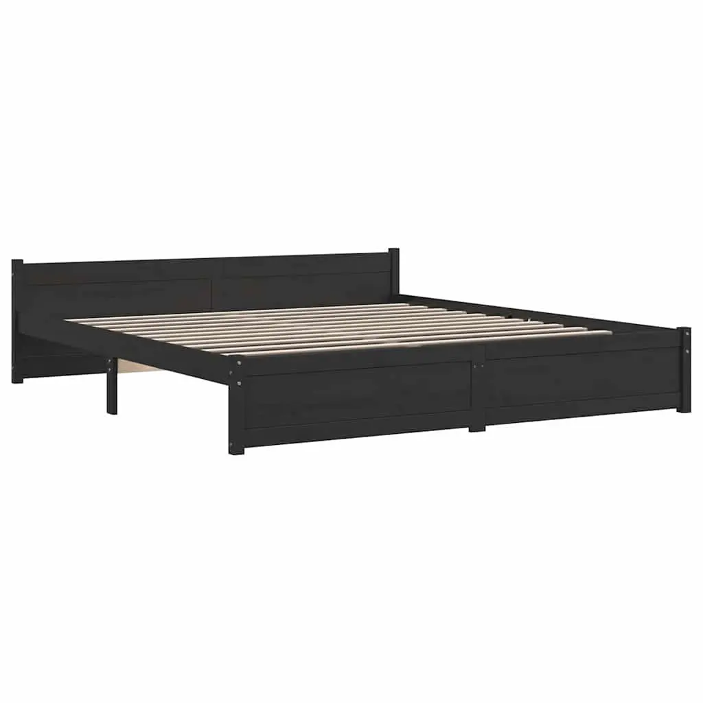 Black King Bed Frame 183x203cm in Solid Wood