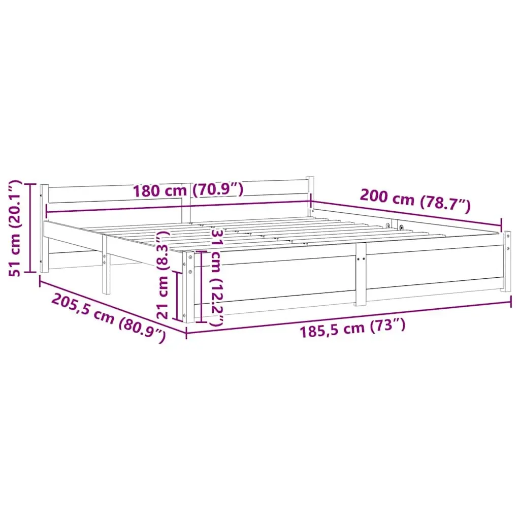 Black King Bed Frame 183x203cm in Solid Wood