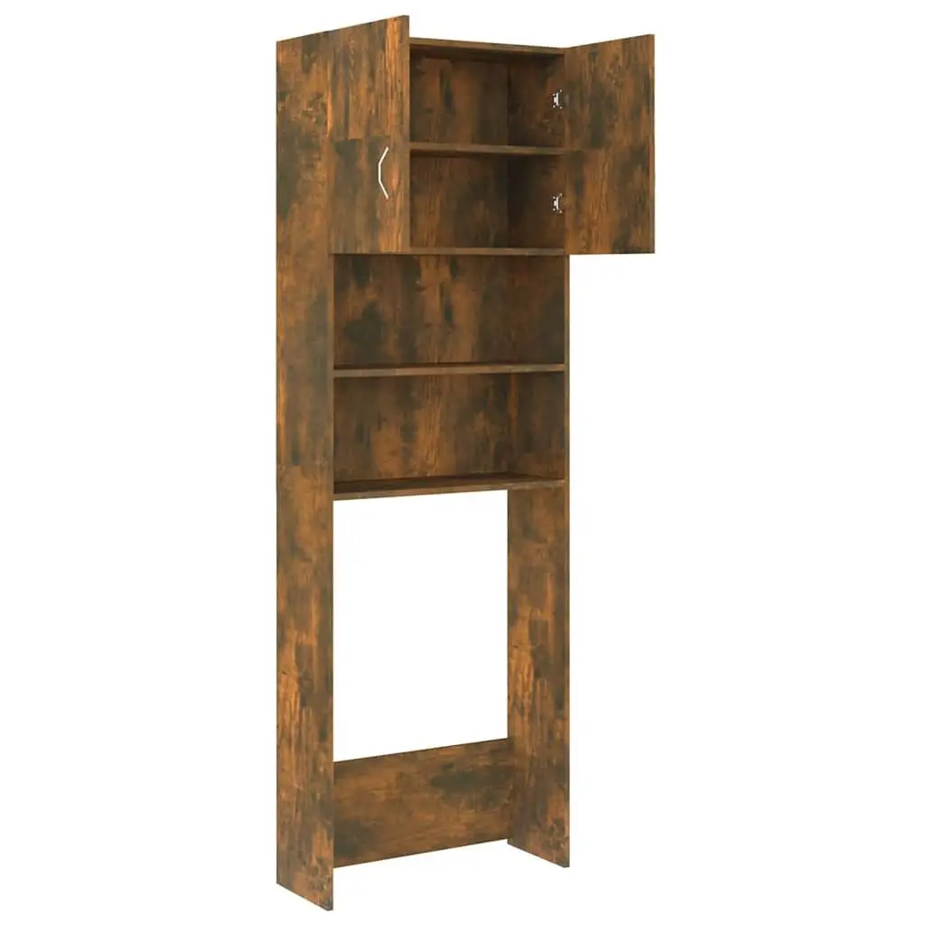 Washing Machine Cabinet Bathroom Storage Smoked Oak 64 x 25.5 x 190 cm
