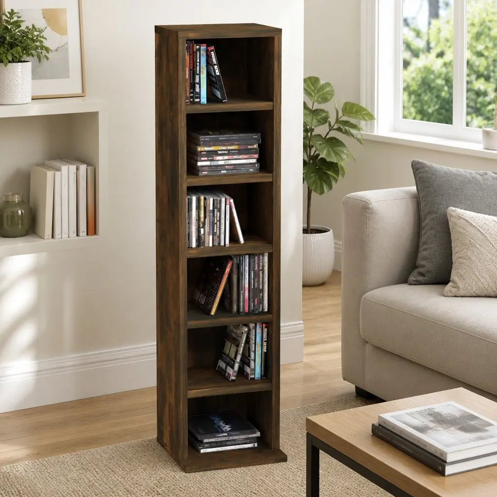 Engineered Wood CD Cabinet Smoked Oak 21x20x88cm