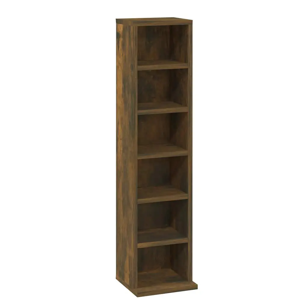 CD Cabinet Storage Media Organiser for Home Office Bedroom Smoked Oak 21x20x88cm Engineered Wood Unit