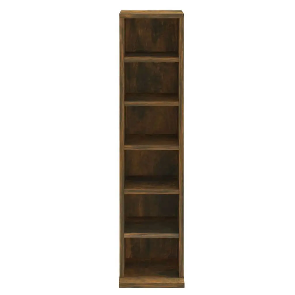 CD Cabinet Storage Media Organiser for Home Office Bedroom Smoked Oak 21x20x88cm Engineered Wood Unit