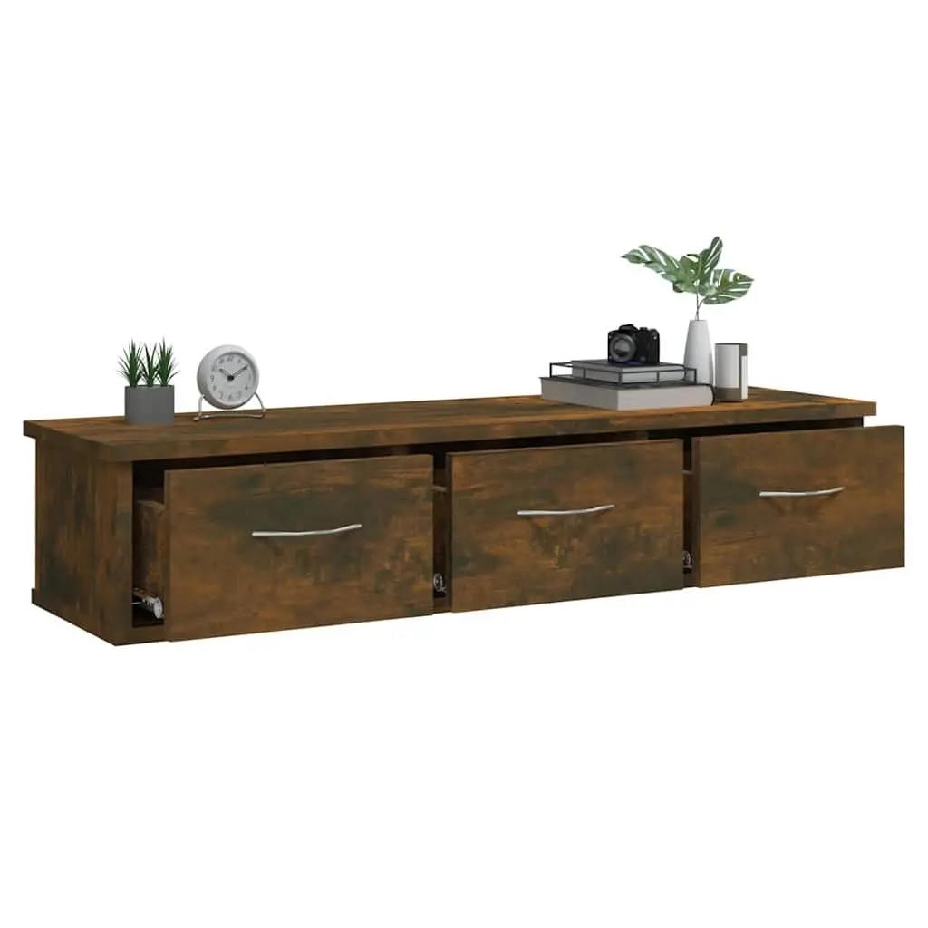 Wall Cabinet for Home Storage 88 x 26 x 18.5 cm Brown 3 Drawers