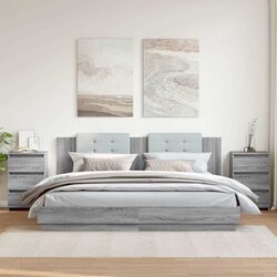 2 pcs Engineered Wood Grey Nightstands - Specs Included