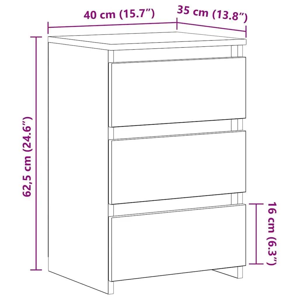 Bedside Tables for Bedroom Grey Sonoma Engineered Wood 2 Piece