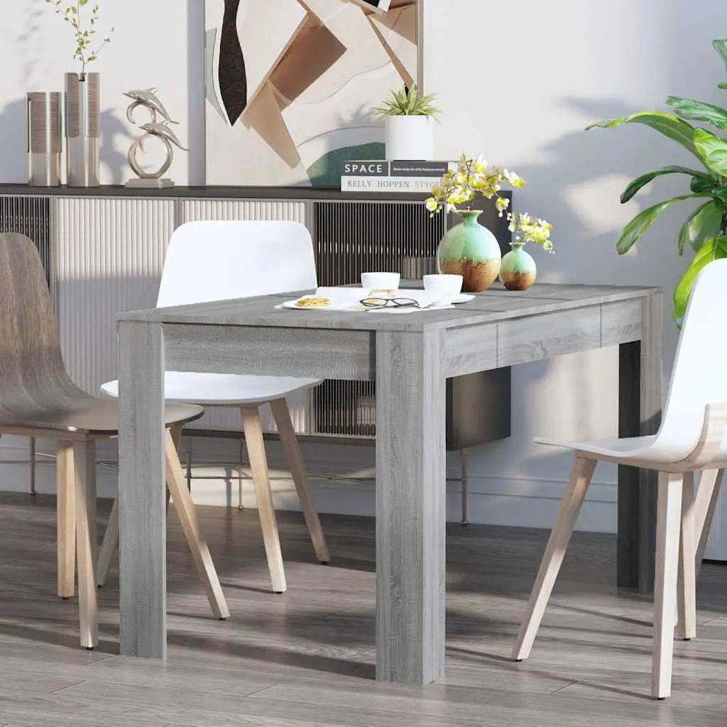 Dining Table Kitchen Room Grey Engineered Wood 140L x 74.5W x 76H cm