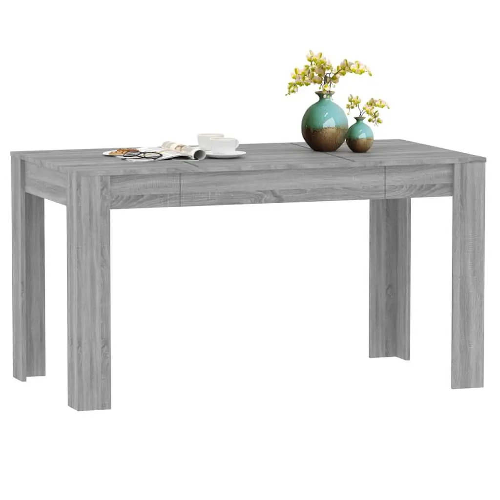 Dining Table Kitchen Room Grey Engineered Wood 140L x 74.5W x 76H cm