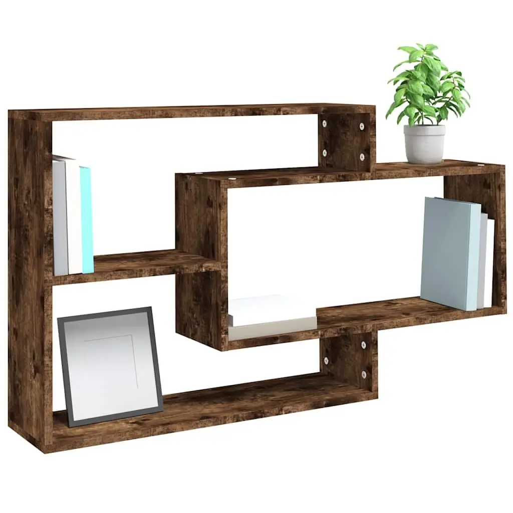 Engineered Wood Wall Shelf, 3 Open Compartments, Brown