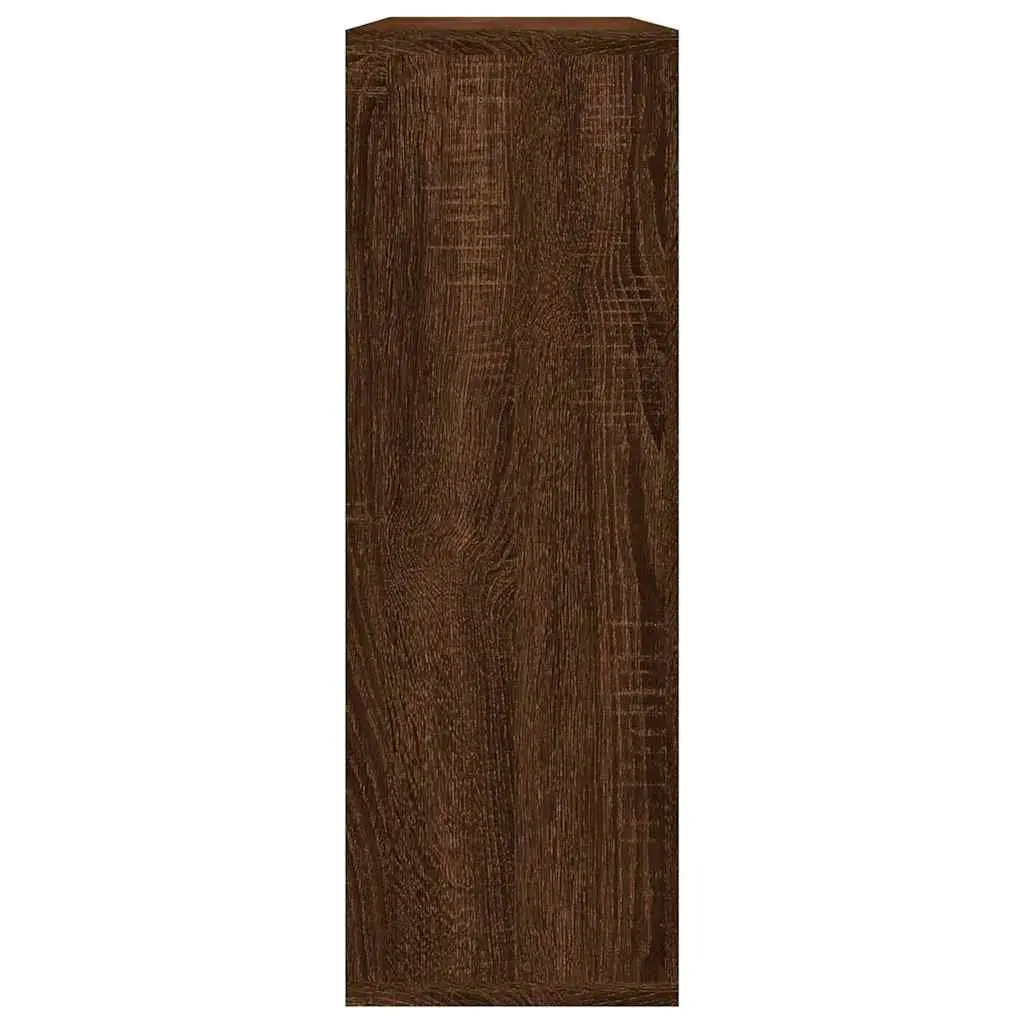 Brown Oak Wall Shelf with 3 Compartments