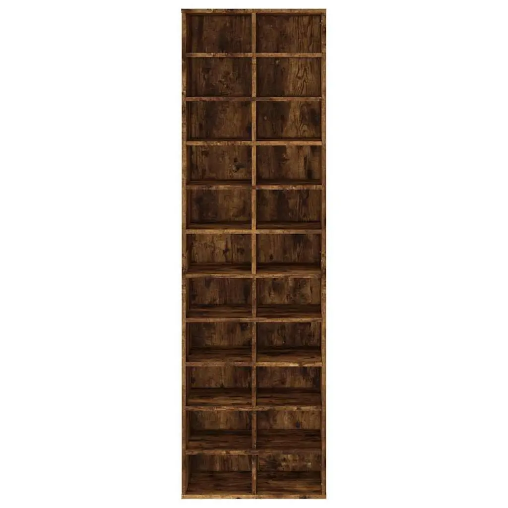 Shoe Cabinet Smoked Oak 22 Compartments Engineered Wood Storage Organiser Home Use 54 x 34 x 183 cm