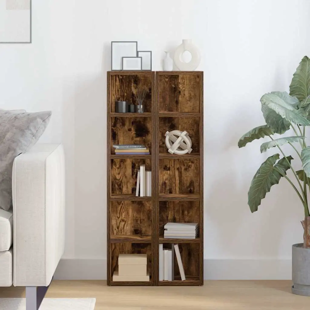 CD Storage Cabinet Living Room 93.5cm Smoked Oak 2 Pieces