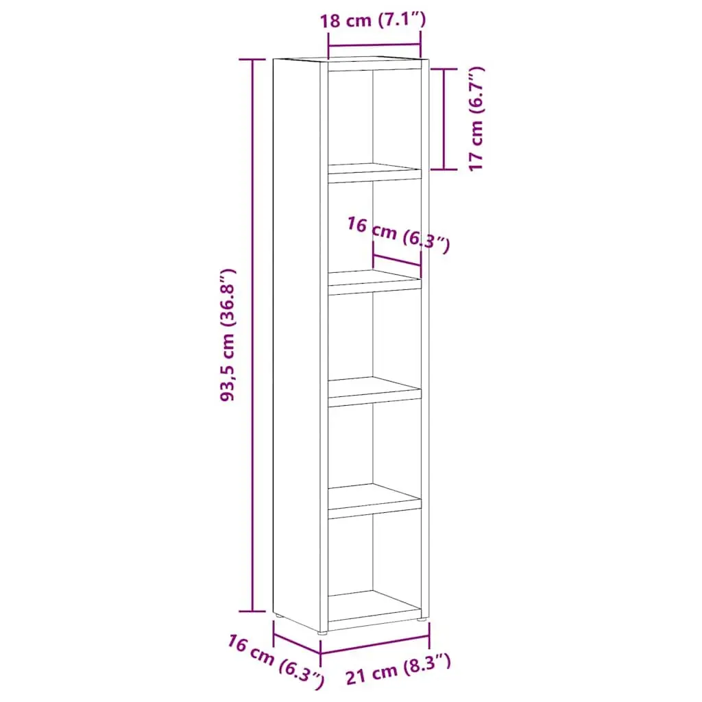 CD Storage Cabinet Living Room 93.5cm Smoked Oak 2 Pieces