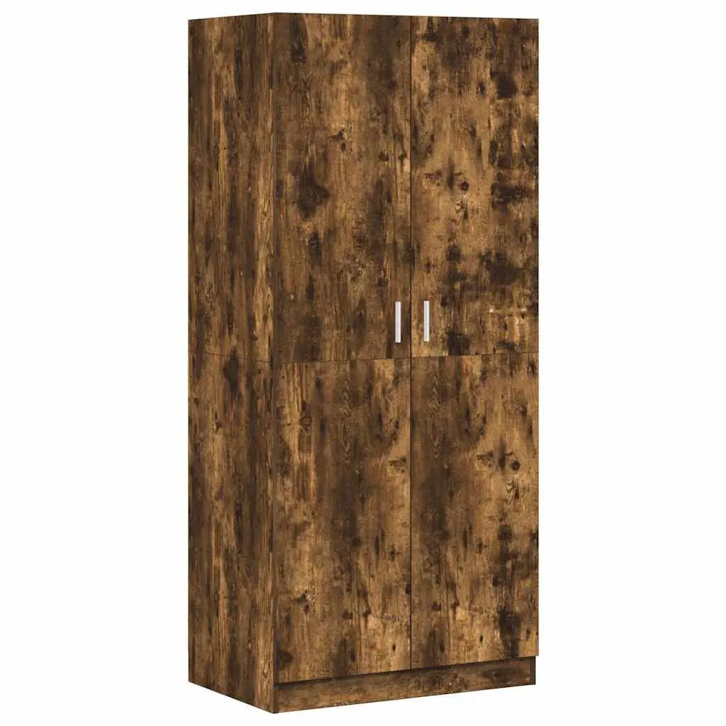 Wardrobe Cupboard for Home 80x52x180 cm Smoked Oak Engineered Wood Storage Cabinet Closet